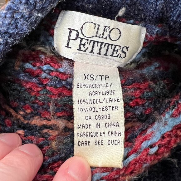 Vintage Fair Isle Wool Knit Blend Sweater Rolled Hem Scandinavian Nordic Grandpa - Picture 4 of 6